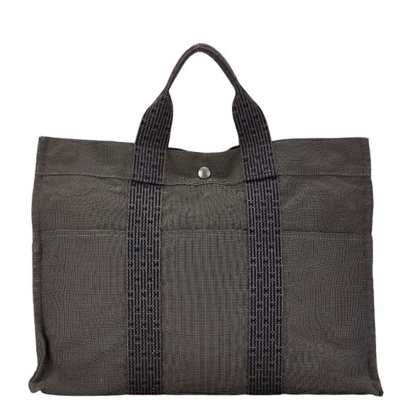 Hermes Air Line Tote MM Handbag Bag Grey Canvas Women's HERMES - Picture 1 of 10